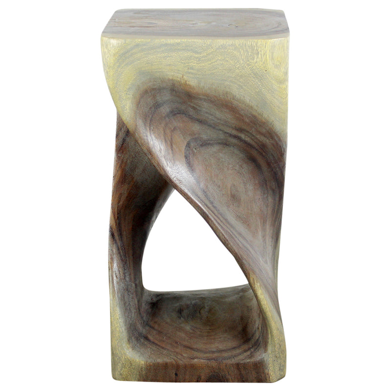 Haussmann® Original Wood Twist Stool 12 X 12 X 23 In High Grey Oil