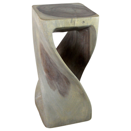 Haussmann® Original Wood Twist Stool 12 X 12 X 26 In High Grey Oil