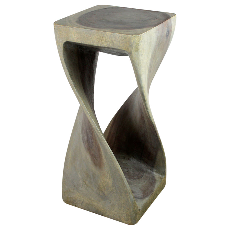 Haussmann® Original Wood Twist Stool 12 X 12 X 26 In High Grey Oil