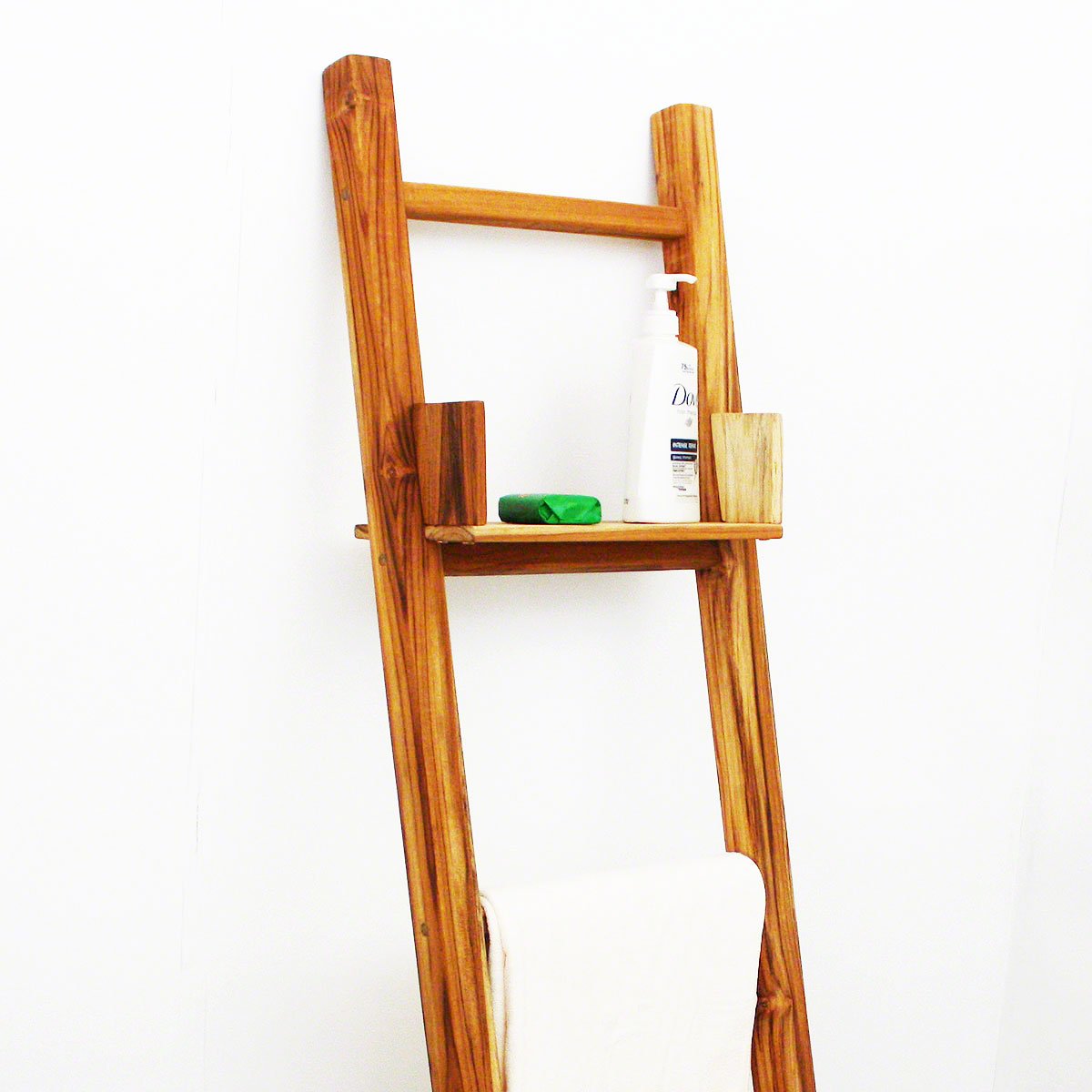 Haussmann® Teak Teak Towel Ladder 18 x 64 in H Adj Shelf Teak Oil