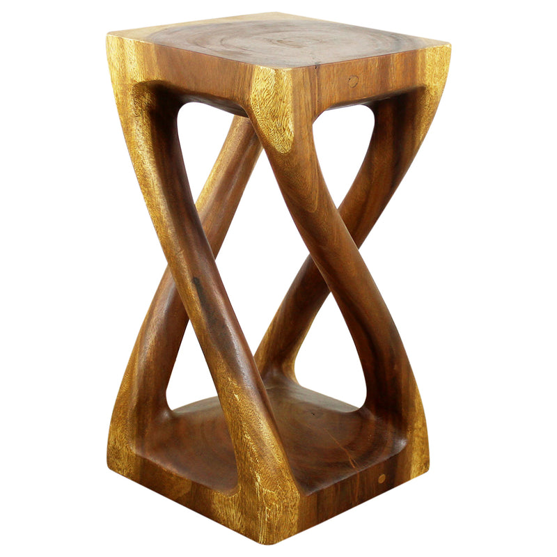 Haussmann® Wood Vine Twist Stool Accent Table 12 in x 22 in H Oak Oil