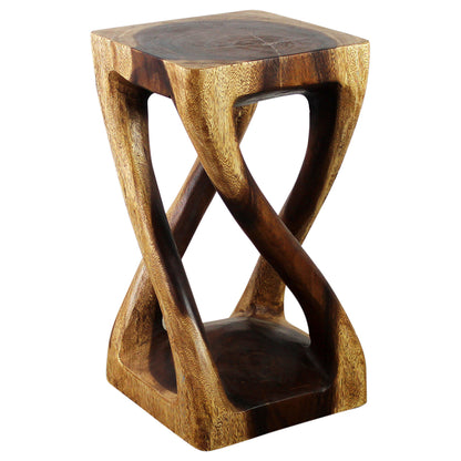 Haussmann® Wood Vine Twist Stool Accent Table 12 in x 22 in H Walnut Oil