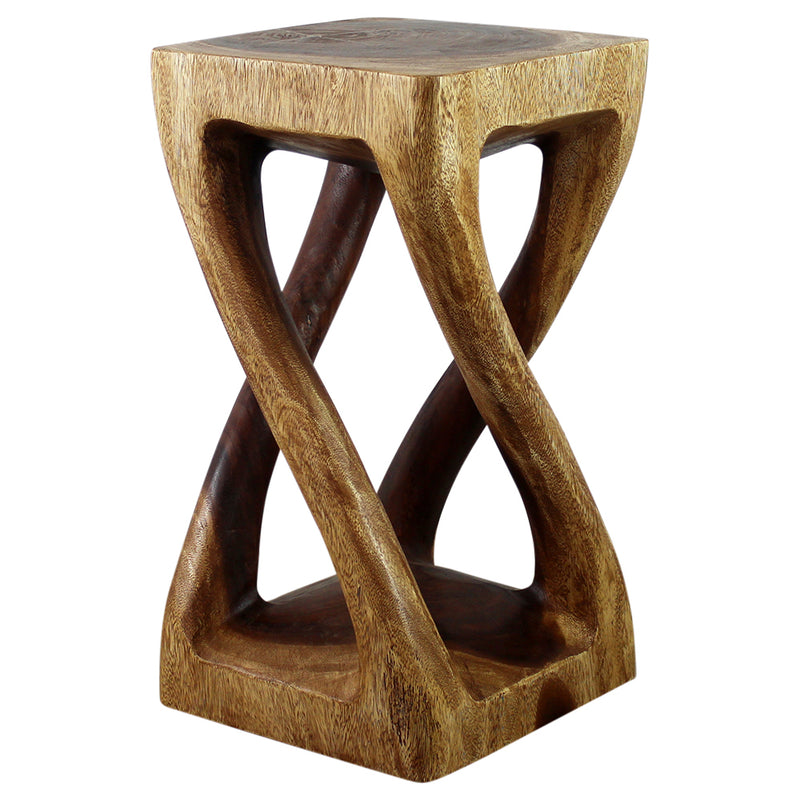 Haussmann® Wood Vine Twist Stool Accent Table 12 in x 22 in H Walnut Oil