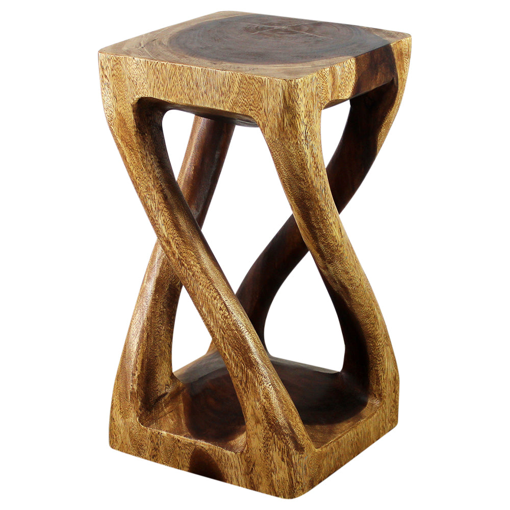Haussmann® Wood Vine Twist Stool Accent Table 12 in x 22 in H Walnut Oil
