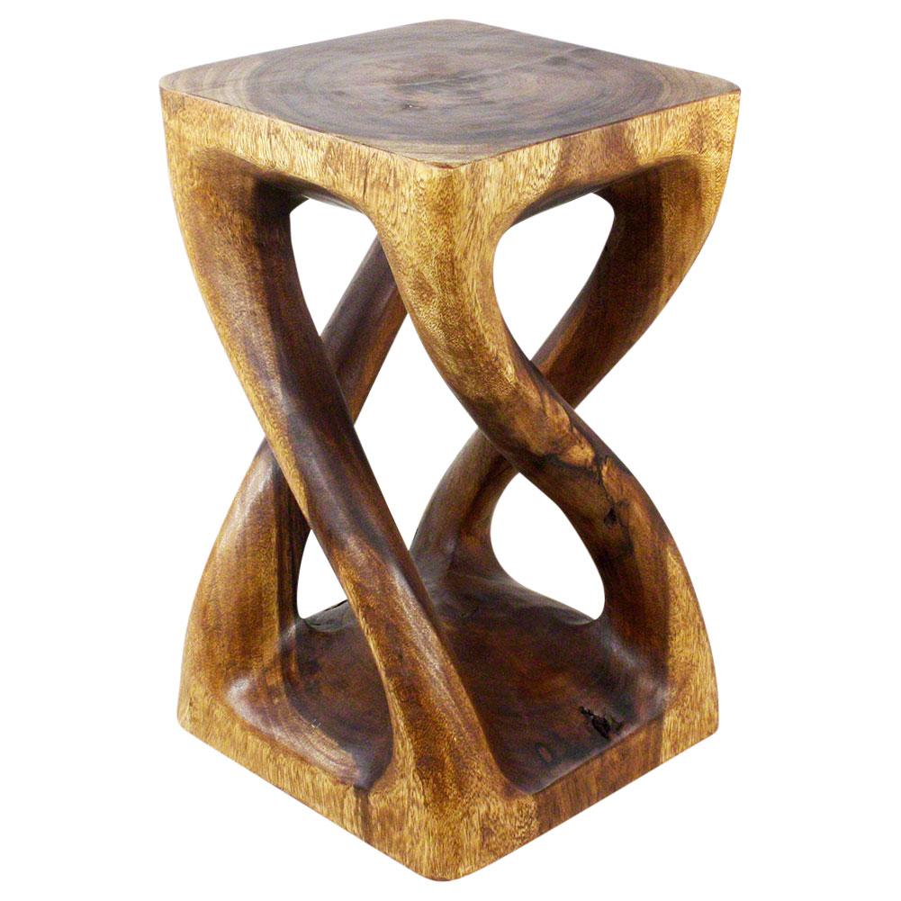 Haussmann® Wood Vine Twist Stool Accent Table 14 in x 23 in H Walnut Oil