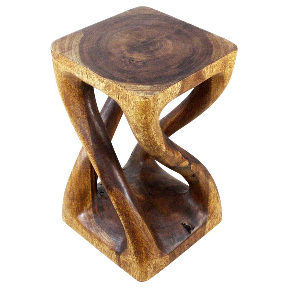 Haussmann® Wood Vine Twist Stool Accent Table 14 in x 23 in H Walnut Oil