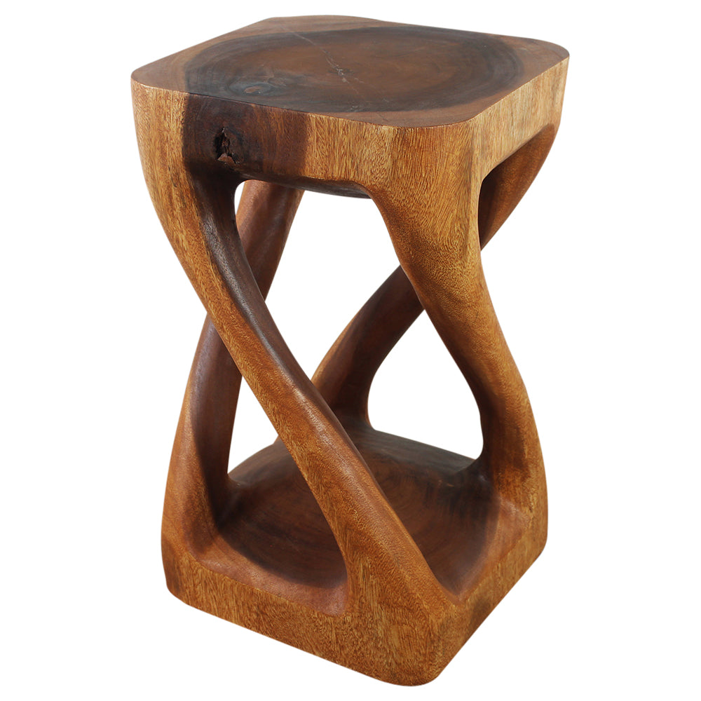 Haussmann® Wood Vine Twist Stool Accent Table 14 in x 23 in H Cherry Oil