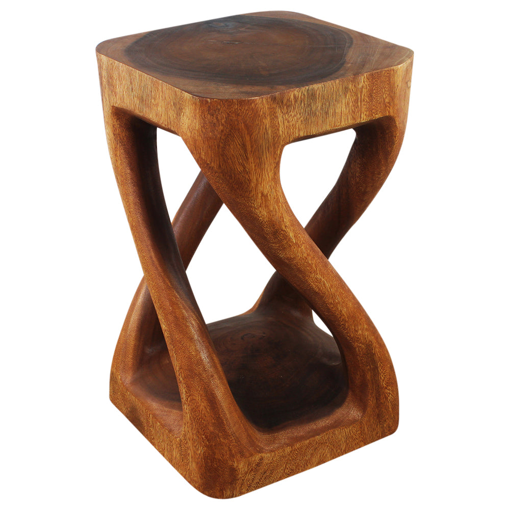 Haussmann® Wood Vine Twist Stool Accent Table 14 in x 23 in H Cherry Oil