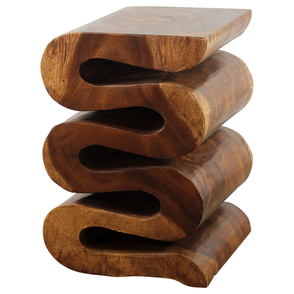 Haussmann® Wood Wave Verve Accent Snake Table 14x14x20 in H Walnut Oil