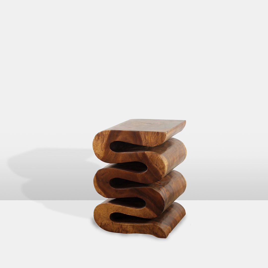 Haussmann® Wood Wave Verve Accent Snake Table 14x14x20 in H Walnut Oil