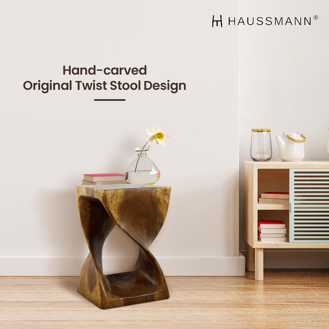 Haussmann® Original Wood Twist Stool 12 X 12 X 18 In High Oak Oil
